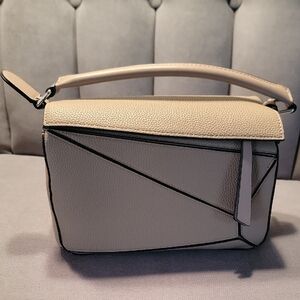 Perfect Taupe Geometric Shoulder Bag